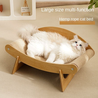 Lit pour chat en bois en forme de crabe, griffoir respirant en sisal avec support pour animaux de compagnie d'intérieur