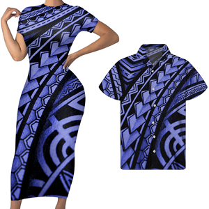 Couple Clothes for <strong>Lover</strong> Men Chiffon Shirt Match Ladies <strong>Dress</strong> Polynesian Tribal Bodycon Print <strong>Dress</strong> &amp; Men Shirt Couple <strong>Dress</strong> - Product Image 3