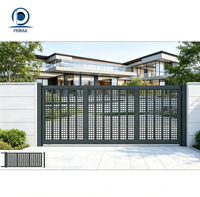 Puerta Corredera Moderna de Aluminio Prima, Panel de Rejilla Cuadrada Cortada con Láser, Rejilla Completa para Patio, Entrada Principal