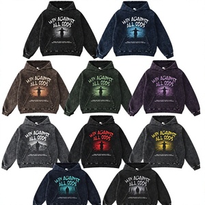 Sweat à capuche unisexe imprimé Win All Odds, coupe classique, en molleton bouclette épais 100% coton délavé à l'acide, design graphique streetwear automne - Product Image 1