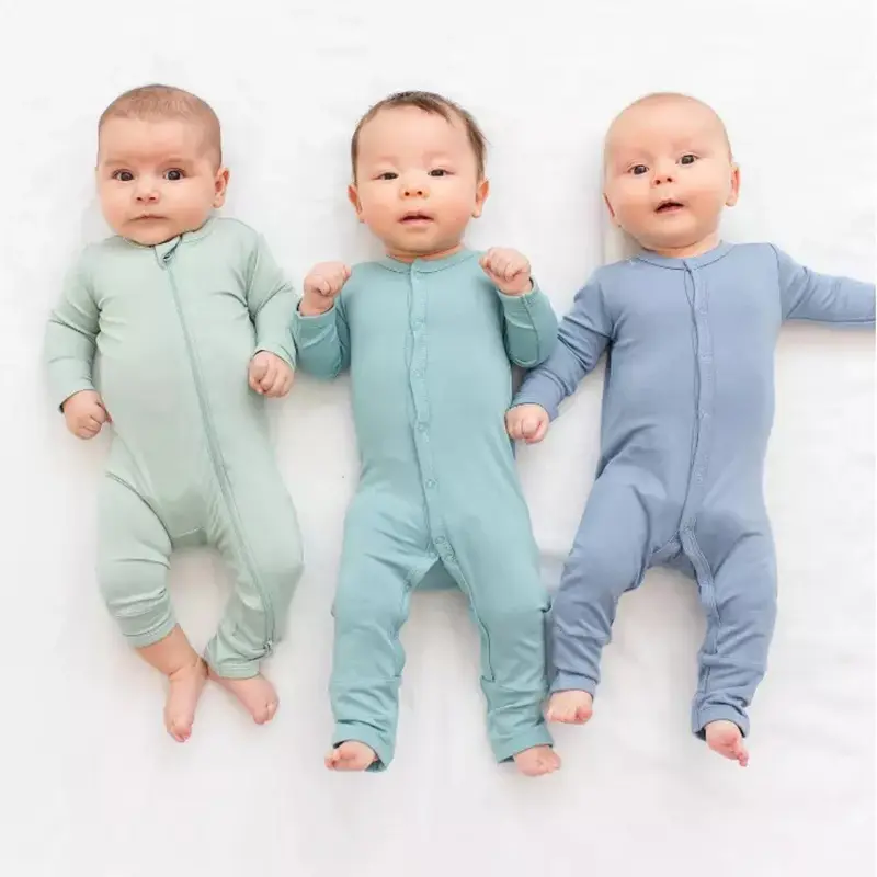 RTS Bamboo Baby Footed Pajamas 2 Way Zipper Closure Footie Onesie for Baby Boy Girls Newborn0-24 Months