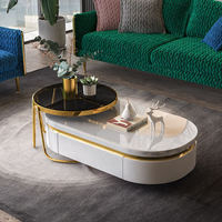 Table basse carrée convertible en acier de style minimaliste et luxueux italien, ensemble de tables basses modernes pour salon