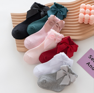 Nouvel ensemble de chaussettes pour bébé fille Printemps 2022, style princesse avec grand nœud, en coton, populaires pour nouveau-nés et enfants - Product Image 1