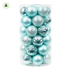 Jintai Factory Direct Sale 2022 Trend Product 6cm Light Blue Color Christmas Decoration Plastic Ball Set