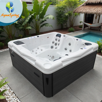 Spa de massage extérieur Jacuzzi de forme rectangulaire pour 5 personnes, baignoire à remous, baignoire à remous avec 4 pompes électriques pour une immersion profonde
