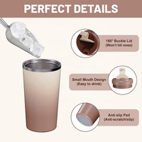 Mug Tumbler Termos Botol Kopi Ramah Lingkungan Berinsulasi Dinding Ganda Stainless Steel 304 18oz Kustom Terlaris dengan Tutup Lipat