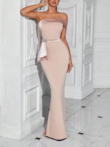 Großhandel Boutique Elegantes Schmales Trägerloses Langes Kleid 2025 Neuer Stil <span class=keywords><strong>Patchwork</strong></span>-Diamant Sexy Party-Abendkleid - Product Image 6