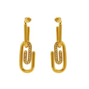 Zogxin Paperclip Earrings Gold Stainless Steel Studs Geometric Design Party Jewelry for Women - Product Image 5