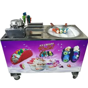 Free shipping from usa warehouse Mexico taco commercial fried fry roll ice cream machine/rolled ice cream roll pan machine