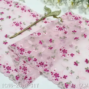 रोमांटिक नायलॉन जाल फैंसी फूल खिंचाव कढ़ाई महिला ब्रा ड्रेस के लिए फीता ट्रिम