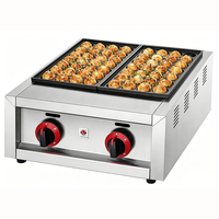 Machine professionnelle à gaufres aux œufs antiadhésives à gaz, trois plaques, contrôle indépendant de la température, machine à takoyaki