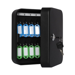 Caja de bloqueo de llave negra mate, resistente al agua, 20 ganchos para llaves, etiquetas, montaje en pared, gabinete de seguridad, papel hecho - Product Image 1