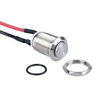 Interrupteur à bouton-poussoir en métal étanche de 12mm à réinitialisation automatique autobloquant DC12-24V à tête plate haute 3A Max. Courant IP67 Niveau 250V