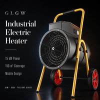 Ventilateur électrique industriel autoportant 30KW 15KW 220V 380V, chauffage à air forcé portable avec roues