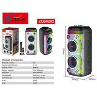 ZQS8282 Nouvelle conception, haut-parleur Bluetooth transparent de grande taille pour fêtes en plein air, karaoké familial, lecteur de musique stéréo sans fil TWS avec lumière RVB