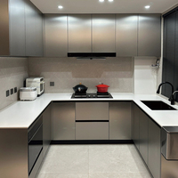 Meubles de cuisine en bois avec rangements intégrés et design créatif, ensemble d'armoires en bois à assembler soi-même pour la maison