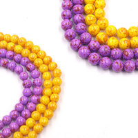 Perles en verre émaillé solides multicolores 6mm 8mm avec points dorés, en stock usine, vente en gros de perles en vrac pour la fabrication de bijoux DIY