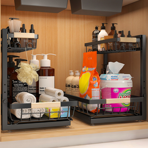 Organizador en forma de L de 2 niveles debajo del fregadero para gabinete de cocina Estante de almacenamiento independiente ajustable - Product Image 6