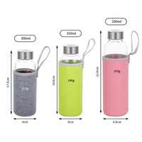 Bouteille d'eau sport en verre borosilicate sans BPA, anti-fuite, isolation thermique, 300-500 ml, logo et étui personnalisés