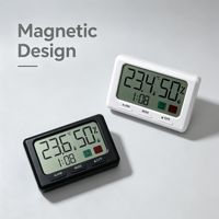 Jam Alarm Elektronik Digital Anak-Anak, Tipis, Plastik, Termometer Dalam Ruangan, Pemantau Suhu, Pengukur Kelembapan, Higrometer
