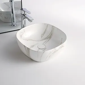 Lavabo de mano de alta calidad de mármol 1085-WPA Fregadero de cerámica de Venta caliente