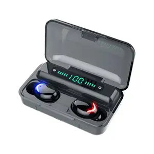 Sweatproof IPX4 F9-5c top sales wireless earbuds Led screen display power air dot earphone with charging box power bank