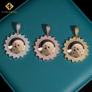 Pendentif photo en moissanite tournesol 50 mm en argent sterling 925, moissanite VVS, pendentif glacé, testeur de diamant GRA - Product Image 3