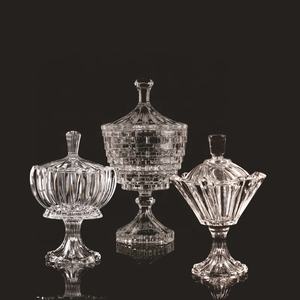 现代欧洲蜜饯透明水晶桌糖果罐水果碗，桌面装饰用带盖蛋糕托盘 - Product Image 5