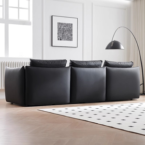 Ensemble de canapés modernes modulaires italiens <span class=keywords><strong>en</strong></span> cuir noir Meubles de salon modernes Sofa d'angle sectionnel <span class=keywords><strong>en</strong></span> cuir véritable <span class=keywords><strong>en</strong></span> forme de <span class=keywords><strong>L</strong></span> - Product Image 3