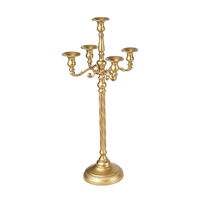 Centre de table de luxe moderne pour mariage, fête, décoration de la maison, bougeoir en métal à 5 bras en spirale doré/blanc