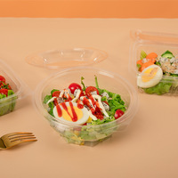 Boîte d'emballage jetable en PET transparente pour salade de fruits, sandwichs, gâteaux, produits frais, emballage alimentaire rond monobloc, qualité alimentaire