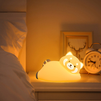 Haute qualité Kawaii rouge Panda LED lampe de nuit fonction de synchronisation Respirer Mode Rechargeable Silicone mignon Animal veilleuse pour les enfants