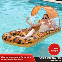 Lit flottant gonflable en PVC à imprimé léopard avec auvent en maille à double trou pour adultes de 16 ans et plus, capacité de 95 à 160 kg, vente en gros