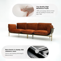 Canapé d'angle 3 places de style italien, design moderne, tissu confortable marron, luxe
