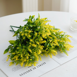 Bouquet de fleurs artificielles en plastique mélangé, lavande jaune, décoration de mariage, décoration de la maison, résistant aux UV - Product Image 2