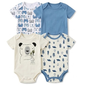 Ensemble de 4 bodys à manches courtes pour bébé, adorable combinaison pour nouveau-né, 100% coton, best-seller transfrontalier - Product Image 3