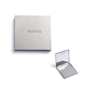 Dual Sided Square Shape Silver Plated Debossed Custom Logo <b>Compact</b> Pocket <b>Mirrors</b> - Product Image 2
