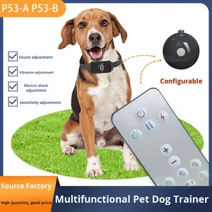 Collier <span class=keywords><strong>anti</strong></span>-<span class=keywords><strong>aboiement</strong></span> électrique vibrant personnalisé en plastique avec télécommande, étanche IP67, fonctions multiples pour l'entraînement - Product Image 2