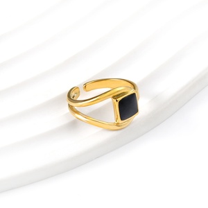 OEM Customized 18K Gold Plated Zircon Enamel <b>Ring</b> Jewelry Stainless Steel Waterproof <b>Open</b> <b>Rings</b> for Women - Product Image 4
