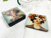Sous-verres ronds en cuir PU personnalisables avec logo, style vintage de luxe, pour tasses à café et boissons