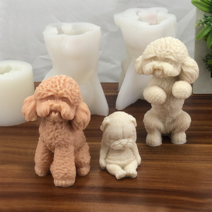 Vente chaude Teddy chien aromathérapie bougie Silicone moule souriant <span class=keywords><strong>chats</strong></span> Silicone savon crème glacée moule décor à la maison résine artisanat - Product Image 1