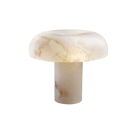 Lampe de table en albâtre au design moderne, source de lumière LED, abat-jour en pierre, intensité réglable, écologique, pour chambre à coucher, salon, bureau ou hall d'entrée