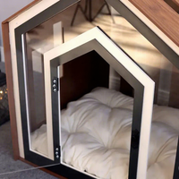 Lit pour chien toutes saisons, chaud en hiver, respirant, avec une porte transparente en acrylique ; Maison interactive en bois pour chien et chat de Shandong