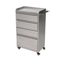 Chariot de Salon de Coiffure Multifonctionnel en Acier Inoxydable Robuste avec 4 Roues, Design Moderne, Tiroirs, pour Hôtel, Maison, Bureau