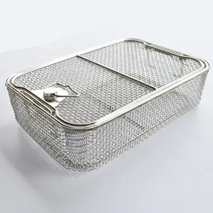 Customized Storage Metal Medical Instruments Sterilization Stainless Steel Wire Mesh Sterilization Basket