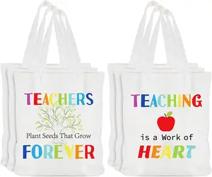 Low Price Promotion Teacher Appreciation Gifts For Women Graduation Glitter Design Tote Canvas Shopping Shoulder Bags