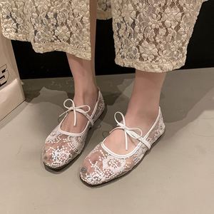 Zapatos de Mujer Estilo Hada, Semitransparentes, con Lazo de Flores Dulces, Zapatos Planos de Una Sola Pieza para Mujer, Nuevo Estilo Verano 2025 - Product Image 4