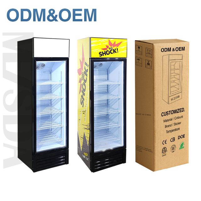 Meisda SC235BG Used Propane Upright Display Refrigerator Single-Temperature Style Fridge with 2 Inner Fans R600A Refrigerant
