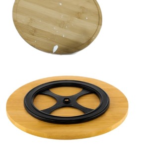 Plateau rotatif en bambou 25 cm avec plateau tournant noir pour servir condiments, en-cas, fruits, desserts, pain dans la cuisine - Product Image 5