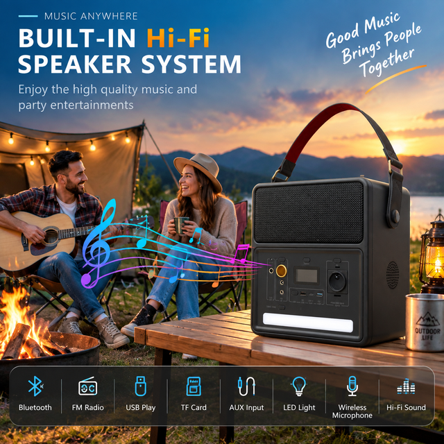 Party Blue Tooth Karaoke Speaker Microphone Energy Outdoor Solar Power Bank Supply 800W Lithium Battery Portable Power Station